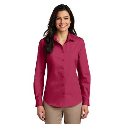 Port Authority® Women's Long Sleeve Carefree Poplin Shirt.