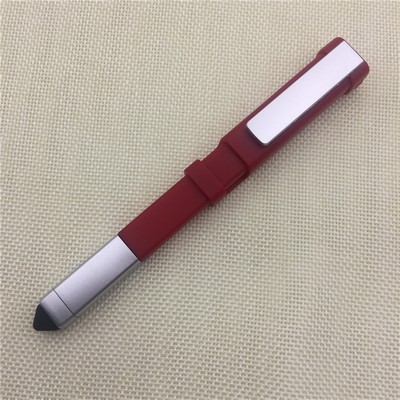 Multi Functional Tools Plastic Ballpoint Pen With Stylus End And Phone Stand Cap