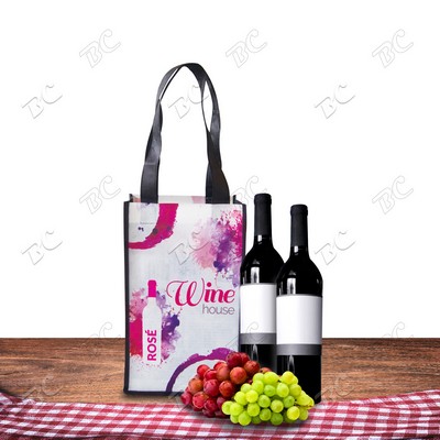 Fully Sublimated 100 GSM PET Non-woven Two-Bottle Wine Tote Bag
