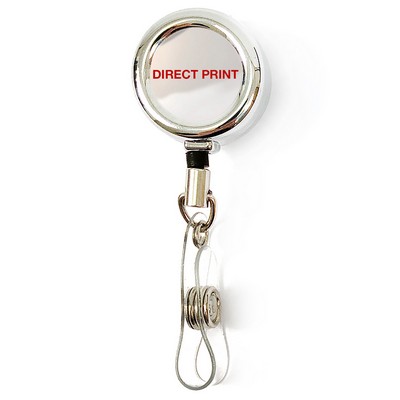 Badge Reel - Shiny Chrome - Vinyl Strap - Swivel Alligator Clip