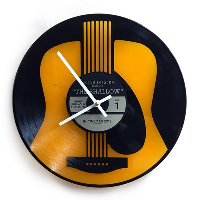 Recycled Vinyl Record Custom Cut LP Wall Clock - 2 Layer