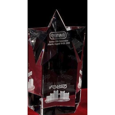 Custom Crystal Image in Star Pillar Award w/3D Logo/Text (10")