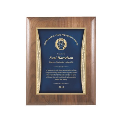 Walnut Plaque w/Blue Showtime Plate (7"x9")