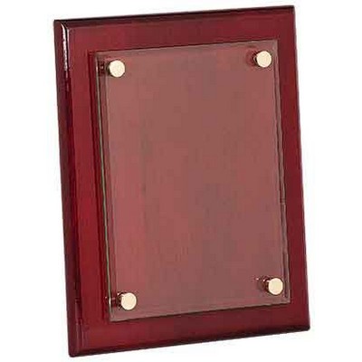 8" x 10" Rosewood Piano Finish Floating Glass Plaque Award