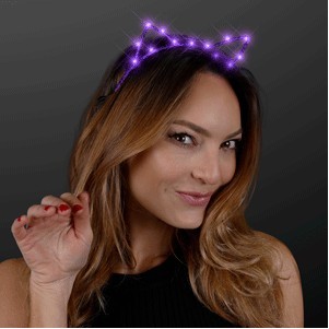 Starlight Kitty Ears, LED Purple Cat Ear Headbands - BLANK
