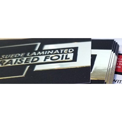 2" X 3.5" 16PT Suede Business Cards w/ Raised Silver Foil on Both Sides