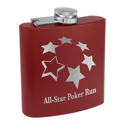 6oz. Matte Maroon Powder Coated Stainless Steel Flask