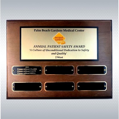 9" x 12" Step Edge Genuine Walnut 6 Plate Perpetual Plaque