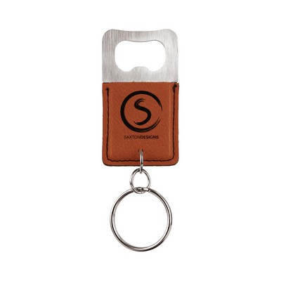 Leatherette Bottle Opener Keychain (Rawhide Brown)