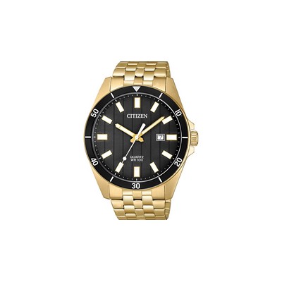 Citizen® Men's Quartz Gold-Tone Case & Bracelet Watch w/ Black Dial