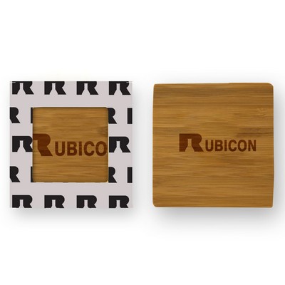 Square Bamboo Coaster In Gift Box