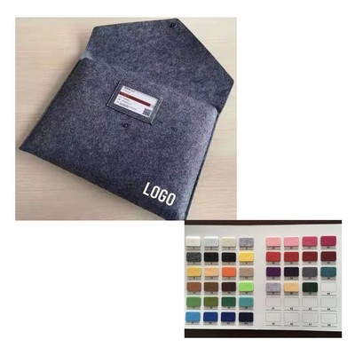 Felt Document File Bag W/ A Clear Business Card Pocket