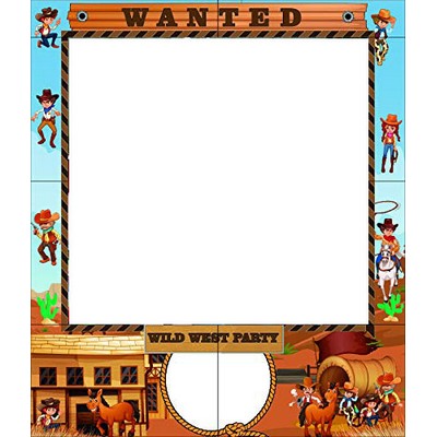 'Wanted' Wild West Birthday Themed Party Photo Frame Prop, 35 X 30"