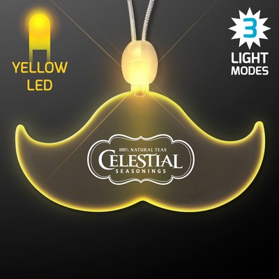 Acrylic Mustache Shape Necklace with Yellow LED - PRINTED