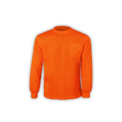 High Visibility Long Sleeve T-shirt, Orange, Breathable Polyester
