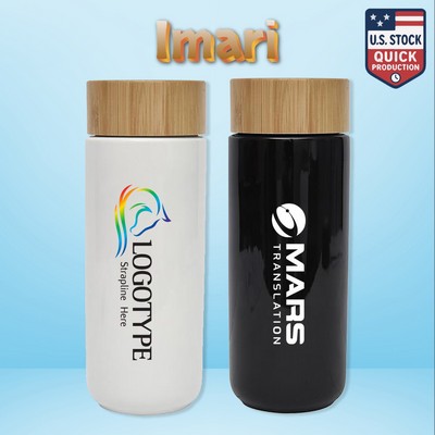 Imari 10oz Double Wall Ceramic Mug With Bamboo Lid