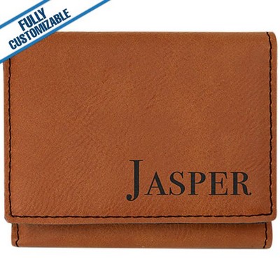 Saddle Tan Leatherette - 3X4" Trifold Wallet