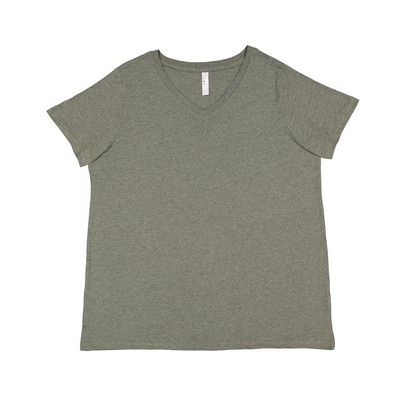 LAT Ladies' Curvy V-Neck Fine Jersey T-Shirt
