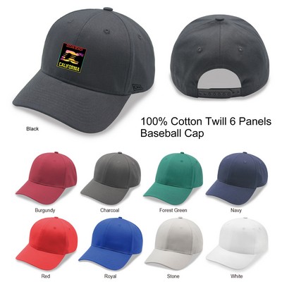 6 Panel Cap 100% Cotton Twill Snap Back