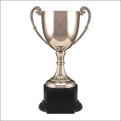 Nickel Plated Loving Cup Trophy 11 3/4"H