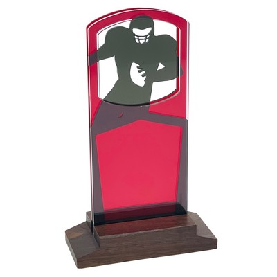 Football Award Natural Wood Base