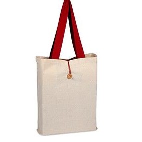 100% Cotton Colored Button-Up Canvas Tote w/Natural Handles