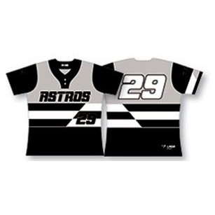 Two Button Up Baseball Jersey w/Horizontal Striped Design