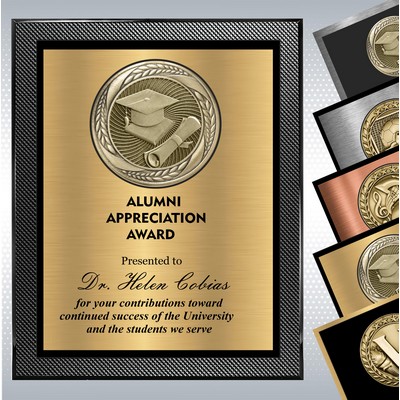 Piano Carbon Fiber Finish Plaque w/Choice of Double Plate and Medallion (6" x 8")