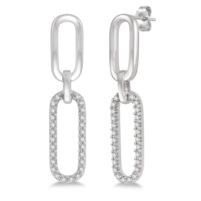 Jilco Inc. 14K White Gold Diamond Paperclip Earrings