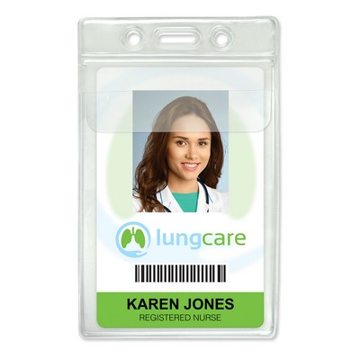 Vertical Event-Size Clear Vinyl Badge Holders with Fold-Over Flap