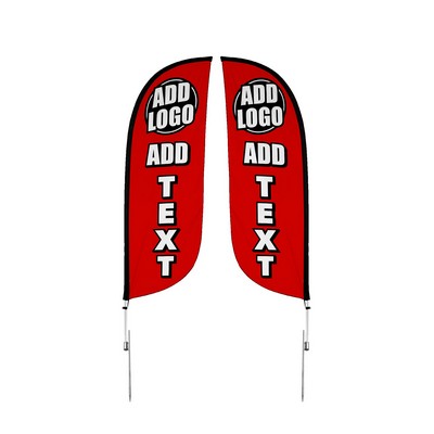 Custom Double Sided 8' Feather Flag w/ Ground Spike Pole Set