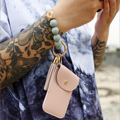 Silicone Chain Beaded Bangle with Card Holder