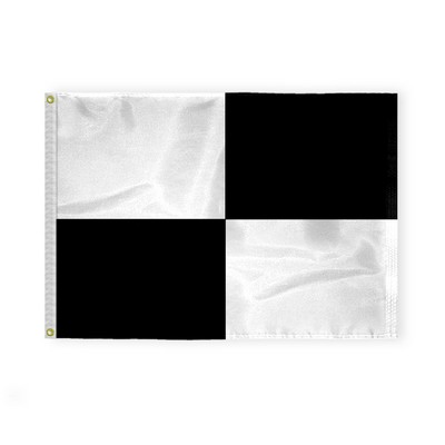 2.5'x3.3' 1ply Nylon Black and White Beach Safety Flag with Grommets – Printed