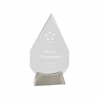 8 1/2" Clear Diamond Platinum Glass Award w/ Metal Base