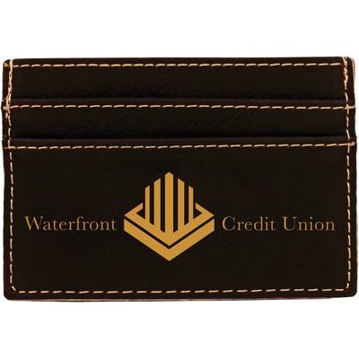 4" x 2 3/4" Black/Gold Leatherette Wallet Clip