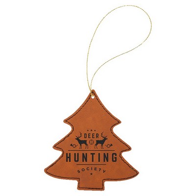 Rawhide Leatherette Tree Ornament with Gold String