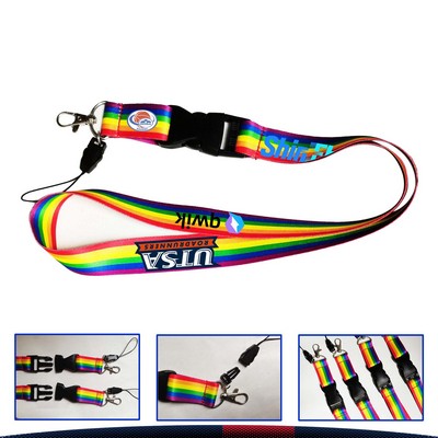 Rainbow Print Lanyard