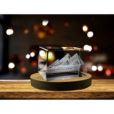 Great Pyramid of Giza Trophy Award Recognition - 3D Crystal Keepsake Souvenir with LED Base