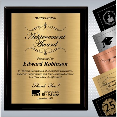 Black Piano Finish Wood Plaque Excellence, Employee Recognition Gift Award (7" x 9")