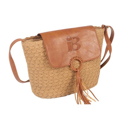 Straw Tassel Flap Crossbody Bag