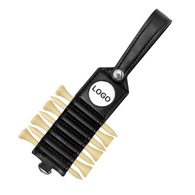 A Ball Marker And 7 Pcs Tees In Pu Leather Golf Tees Holder