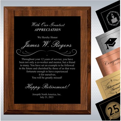 8" x 10"Cherry Finish Wood Plaque Retirement Gift Award