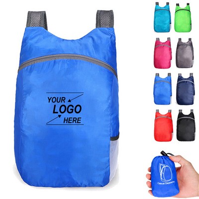 Packable Polyester Backpack w/Drawstring Pouch