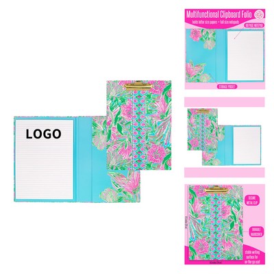 9.5" Wide x 12.5" High 60 Page Lined Notepad and Interior Storage Pocket Clipboard
