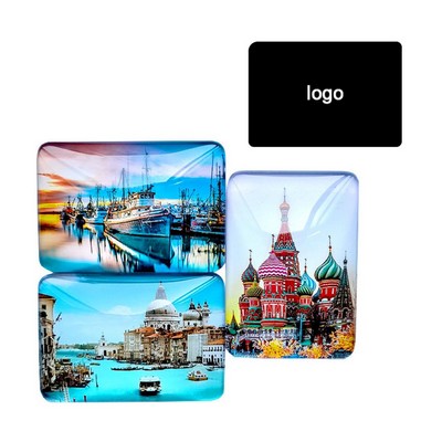 Custom Full Color Imprint Crystal Glass Rectangle Fridge Magnet 2 3/5"x1 4/5"