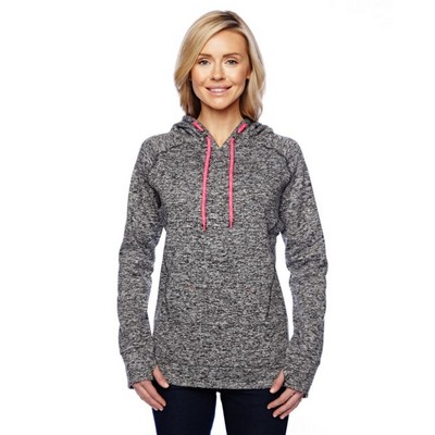 J America Ladies' Cosmic Contrast Fleece Hooded Sweatshirt