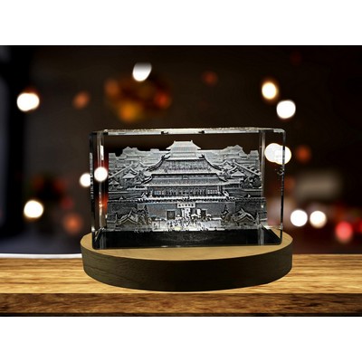 Forbidden City 3D Engraved Crystal Trophy Award w/LED Base Light