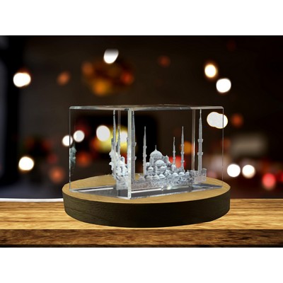 Sultan Ahmed Mosque 3D Engraved Crystal Souvenir w/LED Base Light