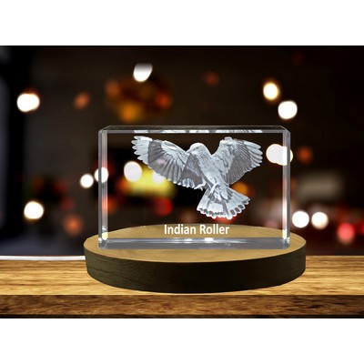 Indian Roller 3D Engraved Crystal Trophy Award