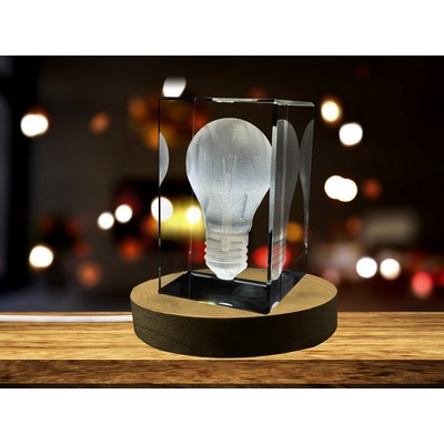 Lightbulb 3D Engraved Crystal Keepsake w/LED Base